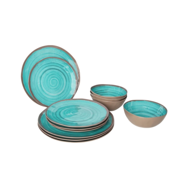bo-camp Servies Halo 12 delig melamine aqua 6181392