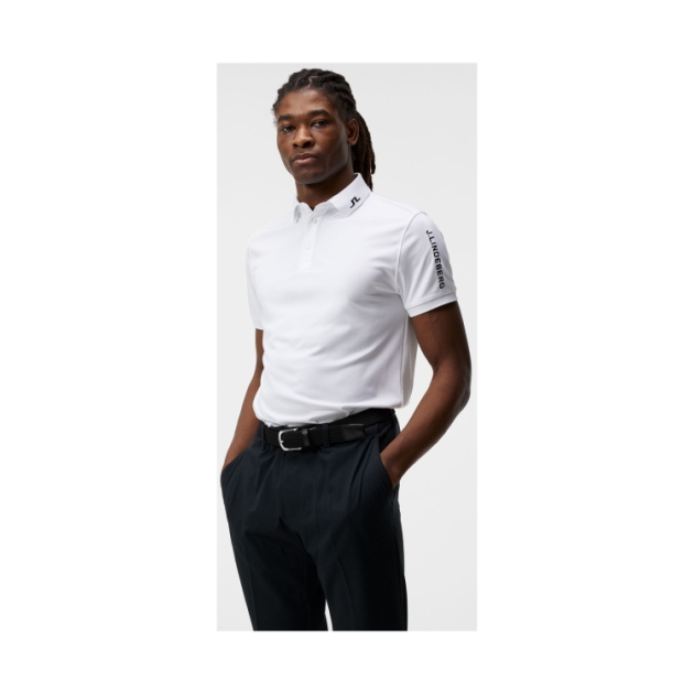 J. Lindeberg Tour Tech Reg Fit Golf Polo White GMJT06337