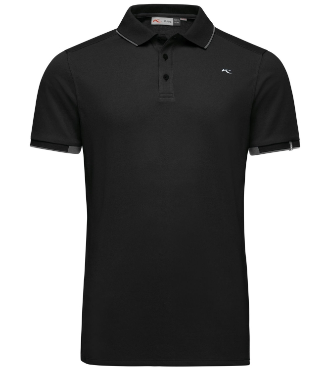 Kjus Kjus Men Stan Polo S/S (front logo) black MG60-D15. 15000 black Kjus fleeces en truien MG60-D15. 15000 licht grijs bij Leerentveldvrijetijd.nl