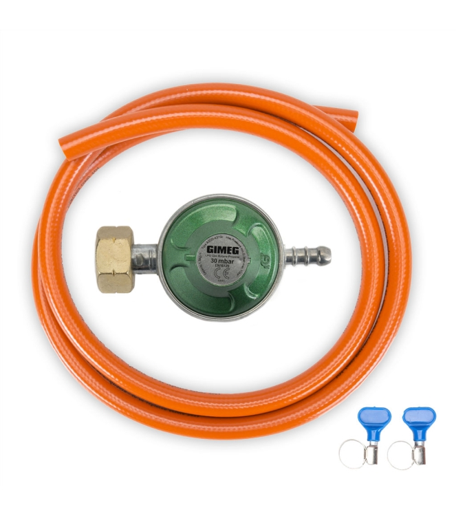 Gimeg Gimeg BBQ set propaanfles 30mbar +1,5m  5602225  Gimeg gas/benzine 5602225 ecru bij Leerentveldvrijetijd.nl