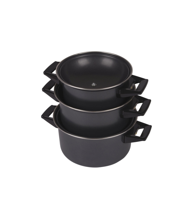 Bo-Camp Bo-Camp Pannenset Rondo Carbonstaal 3 DL  2300320  Bo-Camp koken 2300320 ecru bij Leerentveldvrijetijd.nl