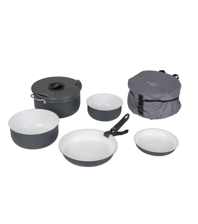Bo-Camp Bo-Camp Pannenset Camping Ceramic 7-dlg  2300392  Bo-Camp koken 2300392 ecru bij Leerentveldvrijetijd.nl