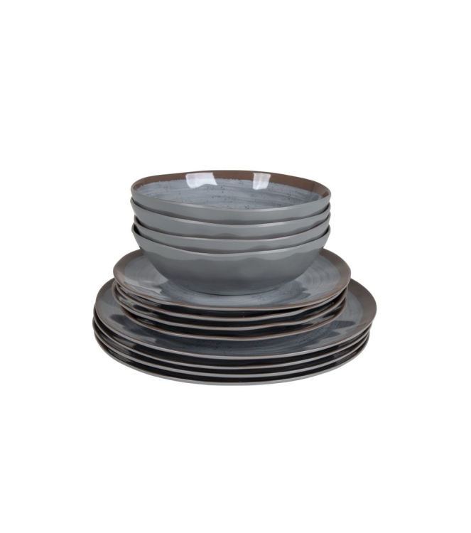 Bo-Camp Bo-Camp Servies Halo 12dlg melam gri/ter  6181390  Bo-Camp koken 6181390 ecru bij Leerentveldvrijetijd.nl