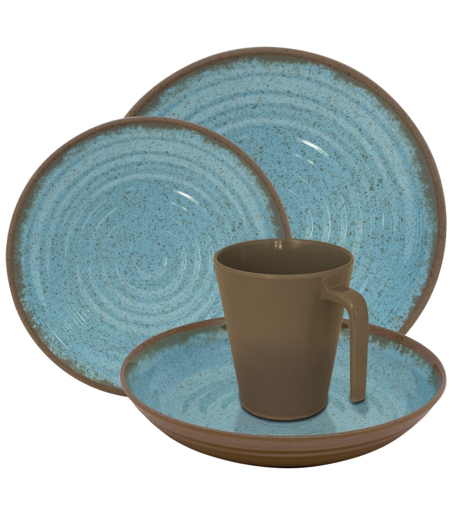 Eurotrail Eurotrail Ocean Servies 16 delig brown/blu  ETKW2046  Eurotrail koken ETKW2046 ecru bij Leerentveldvrijetijd.nl