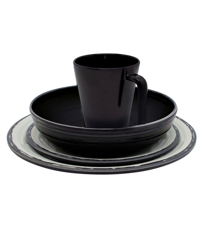 Eurotrail Eurotrail Isla servies anti slip 16 dlg black/ecru ETKW2051 black/ecru Eurotrail koken ETKW2051 ecru bij Leerentveldvrijetijd.nl