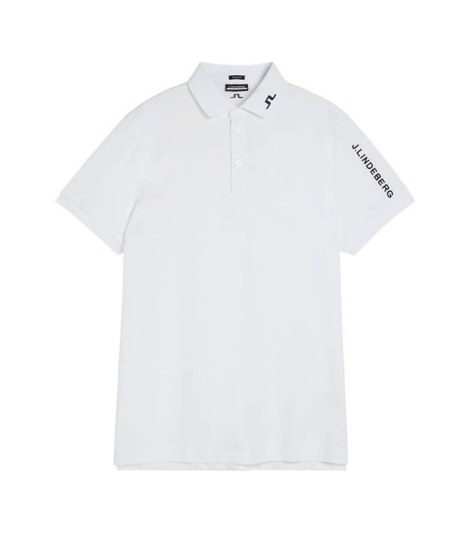 j. lindeberg j. lindeberg Tour Tech Reg Fit Golf Polo white GMJT06337 White j. lindeberg fleeces en truien GMJT06337 roze bij Leerentveldvrijetijd.nl