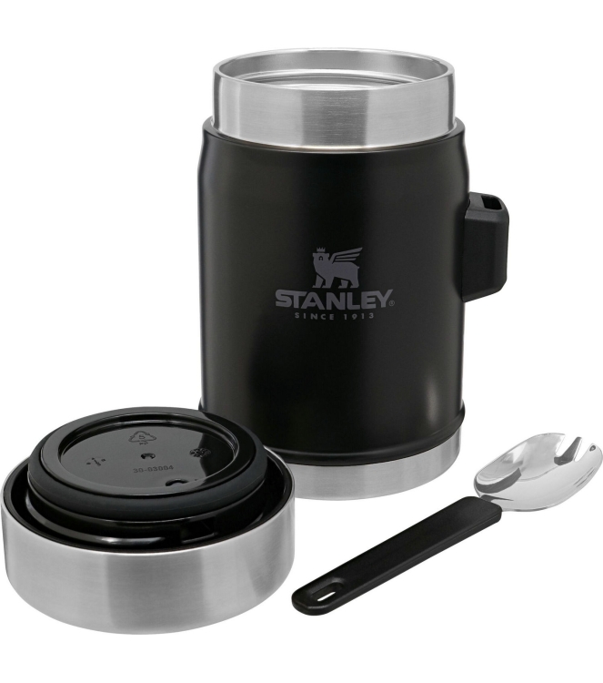 Stanley Stanley The Legendary Food Jar + Spork .4L / 14oz matte black pebble 10-09382-005 Matte Black Pebble Stanley koken 10-09382-005 licht grijs bij Leerentveldvrijetijd.nl