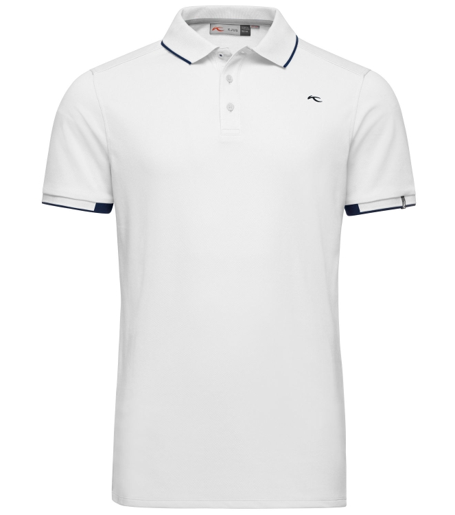 Kjus Kjus Men Stan Polo S/S (front logo) white MG60-D15.10000 White Kjus fleeces en truien MG60-D15.10000 roze bij Leerentveldvrijetijd.nl
