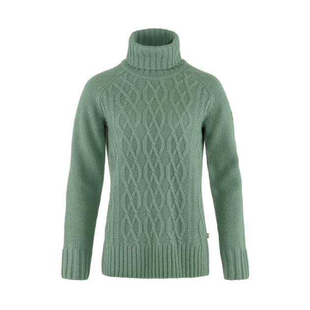 fjällräven Ovik Cable Knit Roller Neck W Patina Green F84793 614