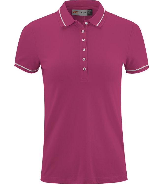 Kjus Kjus Women Sanna Polo S/S pomegranate LG60-J01.3560000 Pomegranate Kjus fleeces en truien LG60-J01.3560000 geel bij Leerentveldvrijetijd.nl