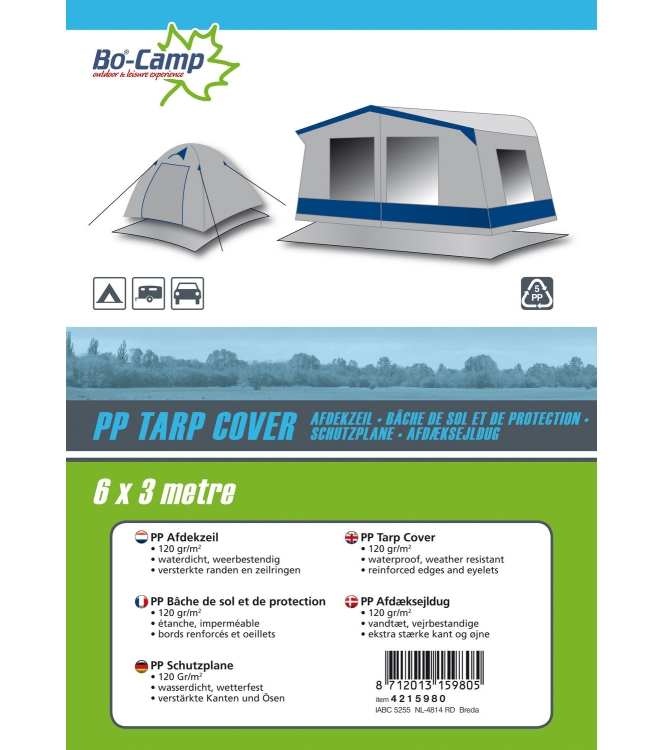 Bo-Camp Bo-Camp Afdekzeil PP 6x3 meter  4215980  Bo-Camp tenten 4215980 ecru bij Leerentveldvrijetijd.nl