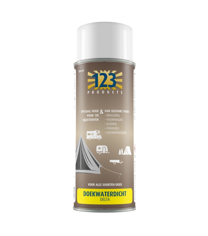 123 123 Delta Doekwaterdicht Spray 500ml  60021000  123 tenten 60021000 ecru bij Leerentveldvrijetijd.nl