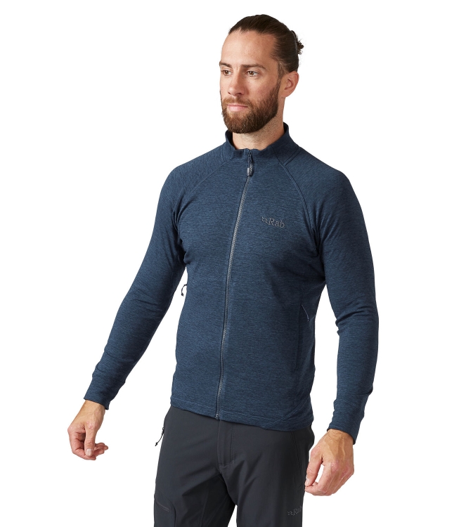 Rab Rab Nexus Jacket denim QFF-72 Denim Rab fleeces en truien QFF-72 antraciet bij Leerentveldvrijetijd.nl