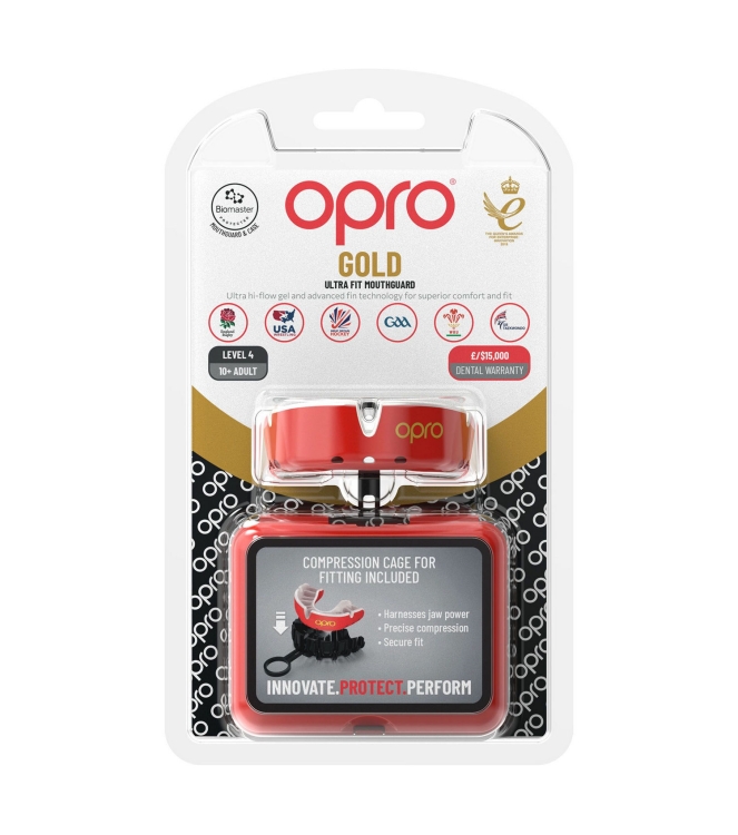 opro opro Gold Ultra Fit Mouthguard 6200 red-white 790005 6200 Red-White opro bescherming 790005 geel bij Leerentveldvrijetijd.nl