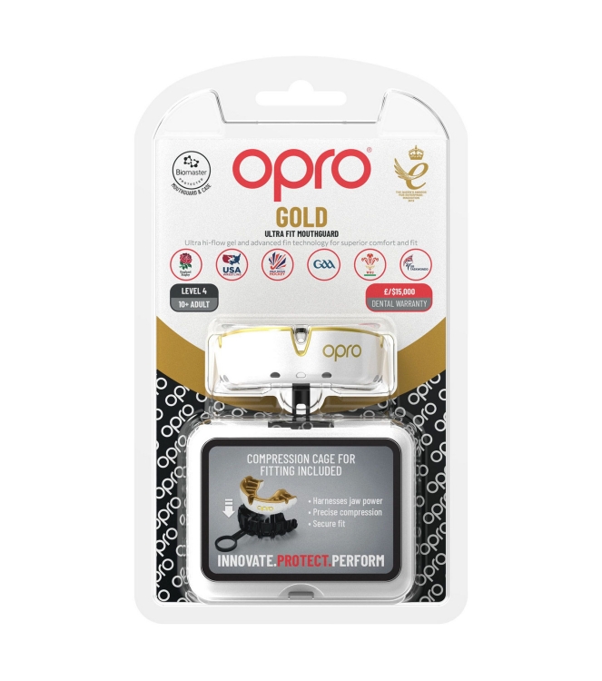 opro opro Gold Ultra Fit Mouthguard 2220 white-gold 790005 2220 White-Gold opro bescherming 790005 roze bij Leerentveldvrijetijd.nl