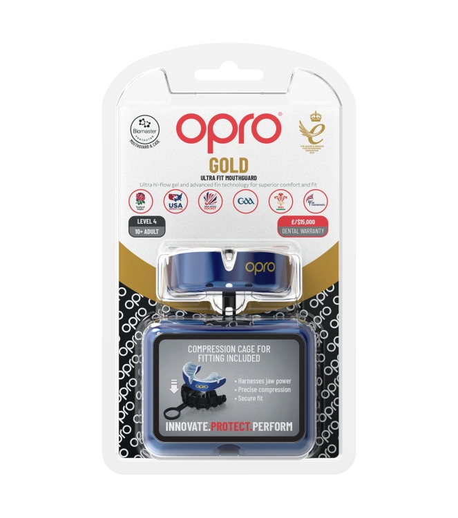 opro opro Gold Ultra Fit Mouthguard 7156 blue-white 790005 7156 Blue-White opro bescherming 790005 antraciet bij Leerentveldvrijetijd.nl