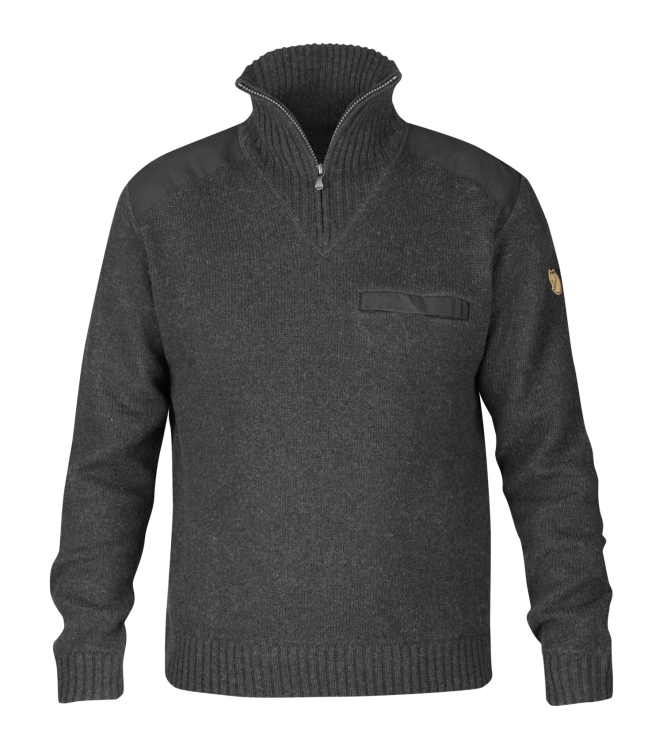 Fjällräven Fjällräven Koster Sweater heren 030_dark grey F90487 030_Dark Grey Fjällräven wintersportkleding F90487 lichtblauw bij Leerentveldvrijetijd.nl