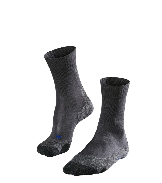 Falke Falke TK2 Explore Cool Women 3180_asphalt mel. 16139 3180_asphalt mel. Falke wandelsokken 16139 zwart combinatie bij Leerentveldvrijetijd.nl