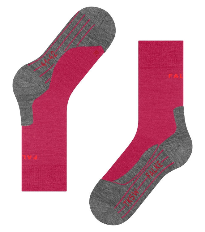 Falke Falke TK5 Wander Women 8560_rose/grey 16243 8560_rose/grey Falke wandelsokken 16243 turquoise bij Leerentveldvrijetijd.nl