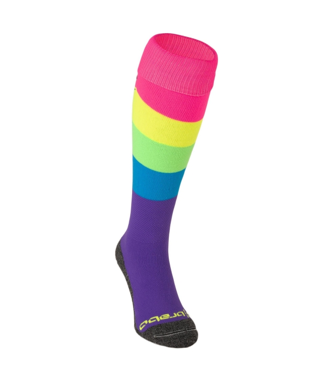 Brabo Brabo BC8690A Socks full rainbow purple 318.08690.010 Full Rainbow Purple Brabo hockeykleding 318.08690.010 blauw combinatie bij Leerentveldvrijetijd.nl
