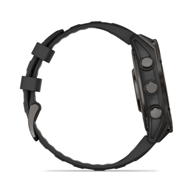 garmin fenix 8 47 mm, AMOLED Sapphire Carbon grey DLC-tit zwarte/pebble grey siliconen band 010-02904-21