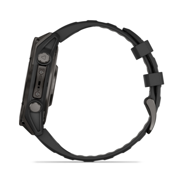 garmin fenix 8 47 mm, AMOLED Sapphire Carbon grey DLC-tit zwarte/pebble grey siliconen band 010-02904-21