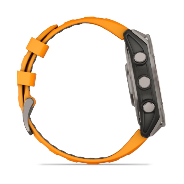 garmin fenix 8 47 mm, AMOLED Sapphire titanium Spark orange/graphite siliconen band 010-02904-11