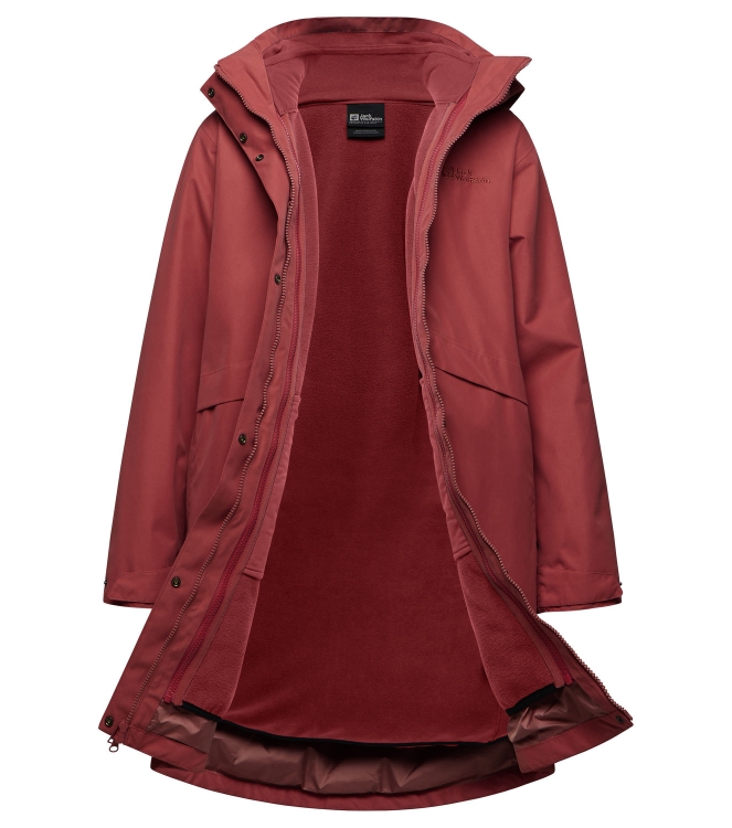 Jack Wolfskin Jack Wolfskin Baylight 3In1 Coat W j0125_red coral A60014 J0125_Red Coral Jack Wolfskin jassen A60014 geel bij Leerentveldvrijetijd.nl
