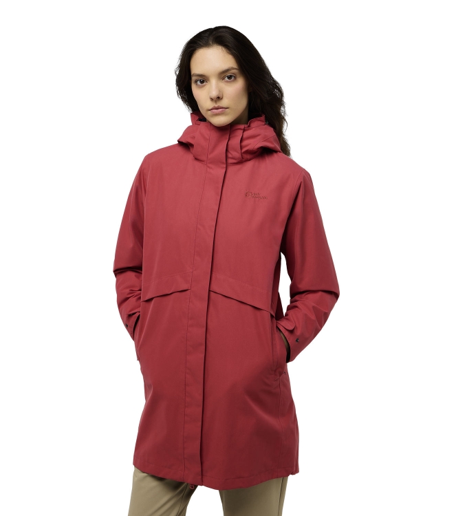 Jack Wolfskin Jack Wolfskin Baylight 3In1 Coat W j0125_red coral A60014 J0125_Red Coral Jack Wolfskin jassen A60014 geel bij Leerentveldvrijetijd.nl