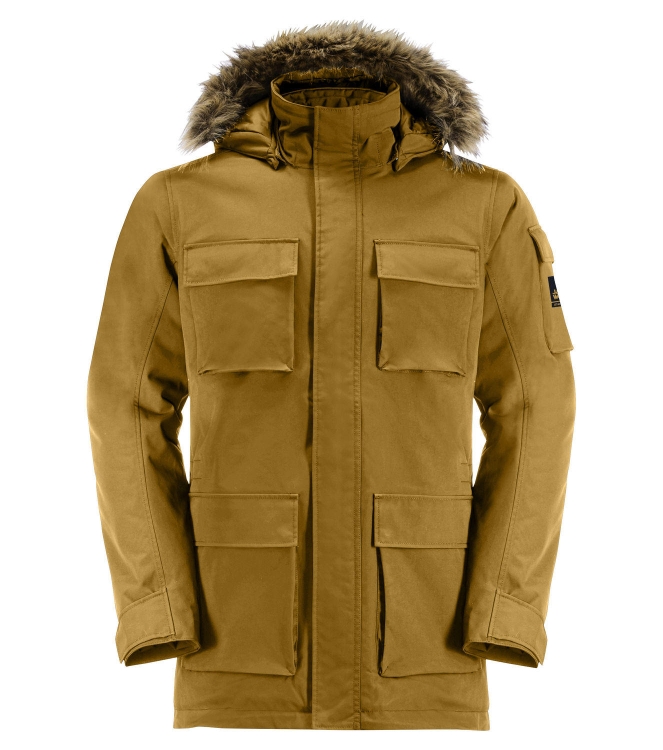 Jack Wolfskin Jack Wolfskin Glacier Canyon Parka m0042_mustard 1107674 M0042_Mustard Jack Wolfskin jassen 1107674 groen bij Leerentveldvrijetijd.nl