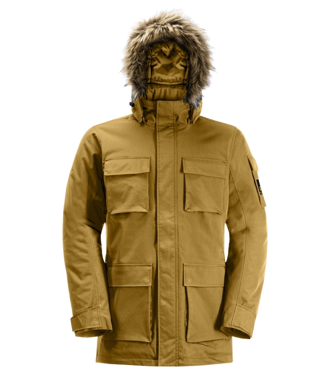 Jack Wolfskin Jack Wolfskin Glacier Canyon Parka m0042_mustard 1107674 M0042_Mustard Jack Wolfskin jassen 1107674 groen bij Leerentveldvrijetijd.nl