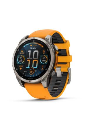 Garmin Garmin fenix 8 47 mm, AMOLED Sapphire titanium Spark orange/graphite siliconen band