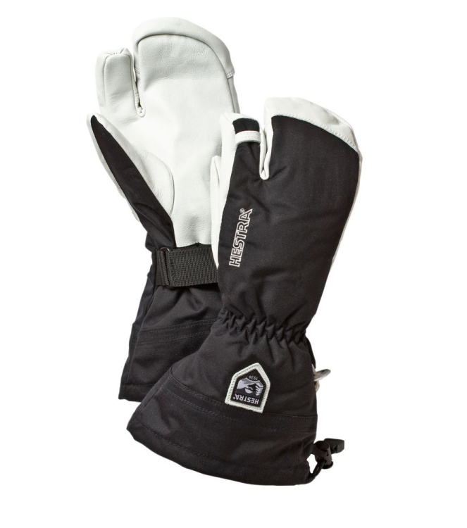 Hestra Hestra Army Leather Heli Ski - 3 finger 100_black 30572 100_Black Hestra wintersportkleding 30572 licht grijs bij Leerentveldvrijetijd.nl