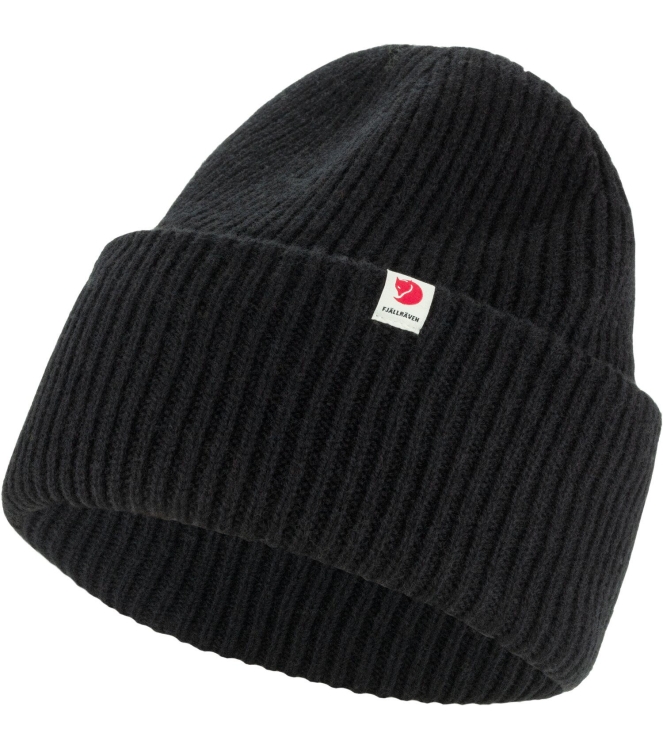 Fjällräven Fjällräven Fjallraven Heavy Beanie 550_black F12100006 550_Black Fjällräven wintersportkleding F12100006 licht grijs bij Leerentveldvrijetijd.nl