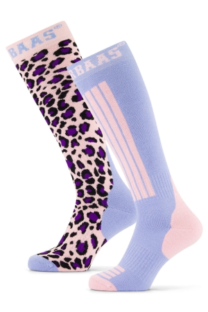 Poederbaas Poederbaas Panther Ski Socks 2-pack 653_Pink Multi Poederbaas Poederbaas Panther Ski Socks 2-pack 653_Pink Multi