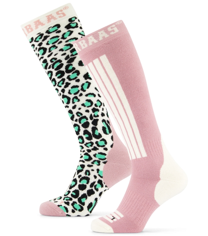 Poederbaas Poederbaas Panther Ski Socks 2-pack 301_mint PB040412 301_Mint Poederbaas wintersport accessoires PB040412 zwart bij Leerentveldvrijetijd.nl