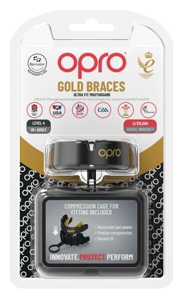 opro Gold Ultra Fit Mouthguard Braces 8820 Black-Gold 790006