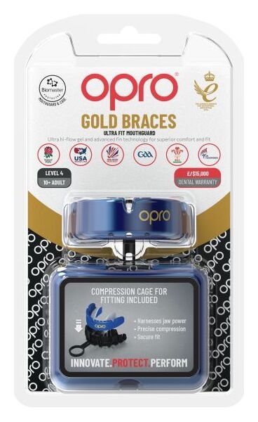 Opro Gold Ultra Fit Mouthguard Braces 7156 Blue-White 790006