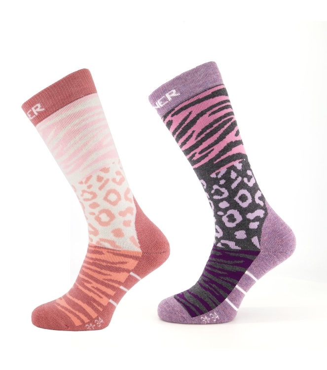 Sinner Sinner Ladies Ski Socks Animal 74_purple/pink SIWE-12 74_Purple/Pink Sinner wintersport accessoires SIWE-12 blauw combinatie bij Leerentveldvrijetijd.nl