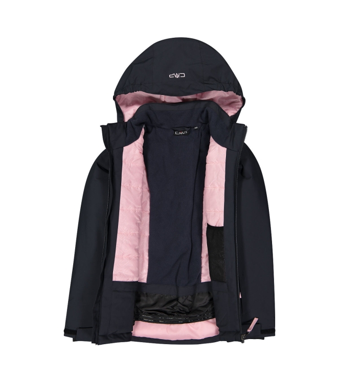 CMP CMP Kid G Jacket Snaps Hood 27uu antracite-pink 39W2085 27UU Antracite-Pink CMP jassen 39W2085 black bij Leerentveldvrijetijd.nl