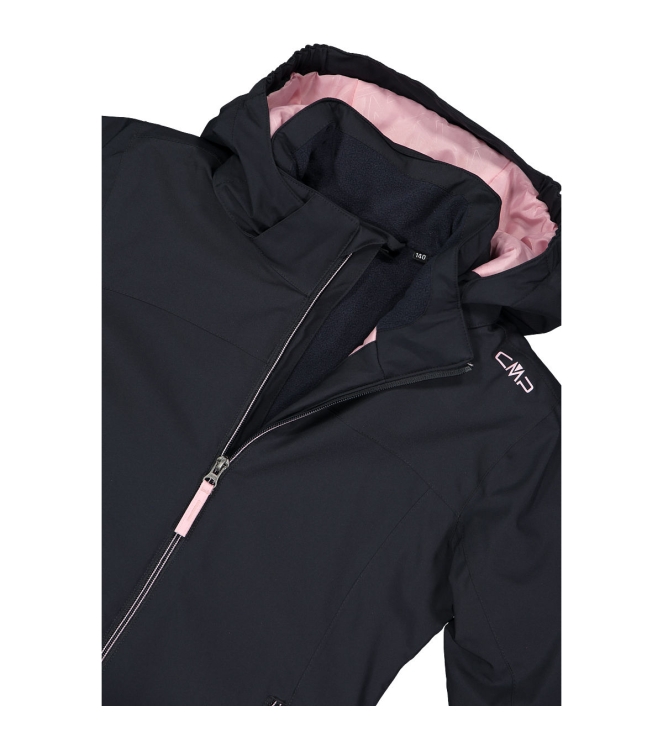 CMP CMP Kid G Jacket Snaps Hood 27uu antracite-pink 39W2085 27UU Antracite-Pink CMP jassen 39W2085 black bij Leerentveldvrijetijd.nl