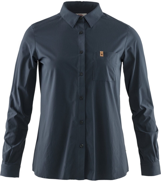 Fjällräven Fjällräven Ovik Lite Shirt LS W 560_navy F89980 560_Navy Fjällräven fleeces en truien F89980 antraciet bij Leerentveldvrijetijd.nl