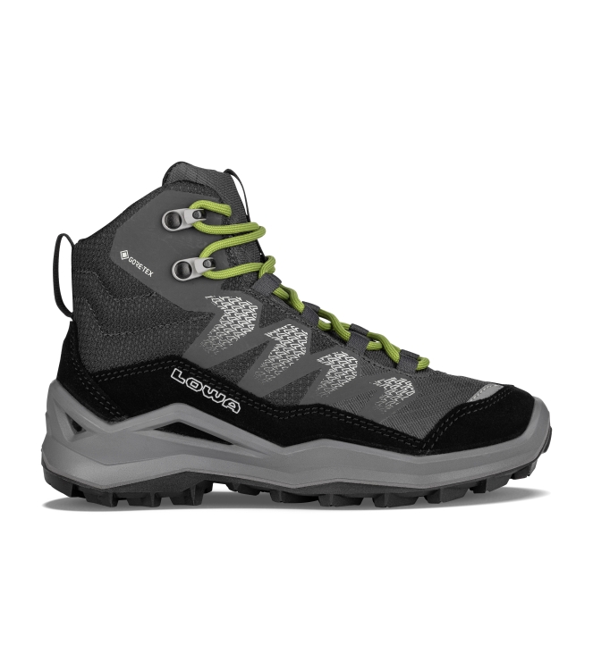 Lowa Lowa Maddox Pro GTX Mid Jr 9903 black/lime LK651625 9903 black/lime Lowa wandelschoenen LK651625 licht grijs bij Leerentveldvrijetijd.nl