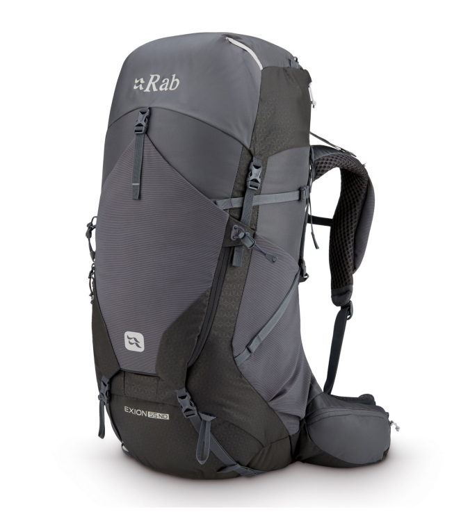 Rab Rab Exion 55 ND agr_anthracite/graphene QAP-78 AGR_Anthracite/Graphene Rab tassen QAP-78 zwart combinatie bij Leerentveldvrijetijd.nl