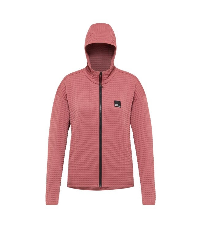 Jack Wolfskin Jack Wolfskin Mogari Hooded FZ W j0127_mineral red A63850 J0127_mineral red Jack Wolfskin fleeces en truien A63850 geel bij Leerentveldvrijetijd.nl