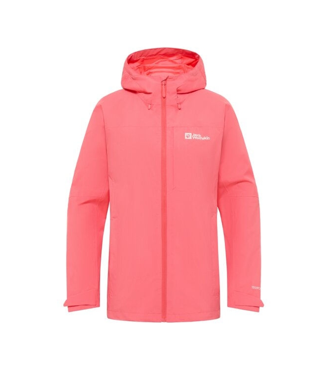 Jack Wolfskin Jack Wolfskin Tempest 2L JKT W j0141_sunset coral A63901 J0141_sunset coral Jack Wolfskin jassen A63901 geel bij Leerentveldvrijetijd.nl