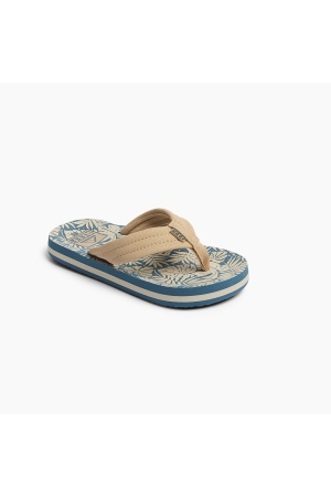Reef Reef Kids Ahi teenslipper Blue/Tan Palm Reef Reef Kids Ahi teenslipper Blue/Tan Palm