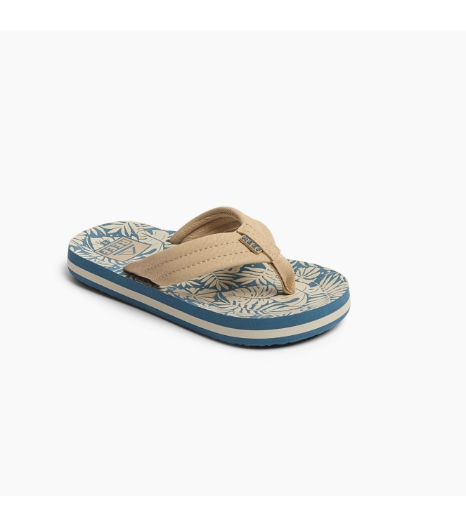 Reef Reef Kids Ahi teenslipper blue/tan palm CJ6626 Blue/Tan Palm Reef slippers CJ6626 antraciet bij Leerentveldvrijetijd.nl