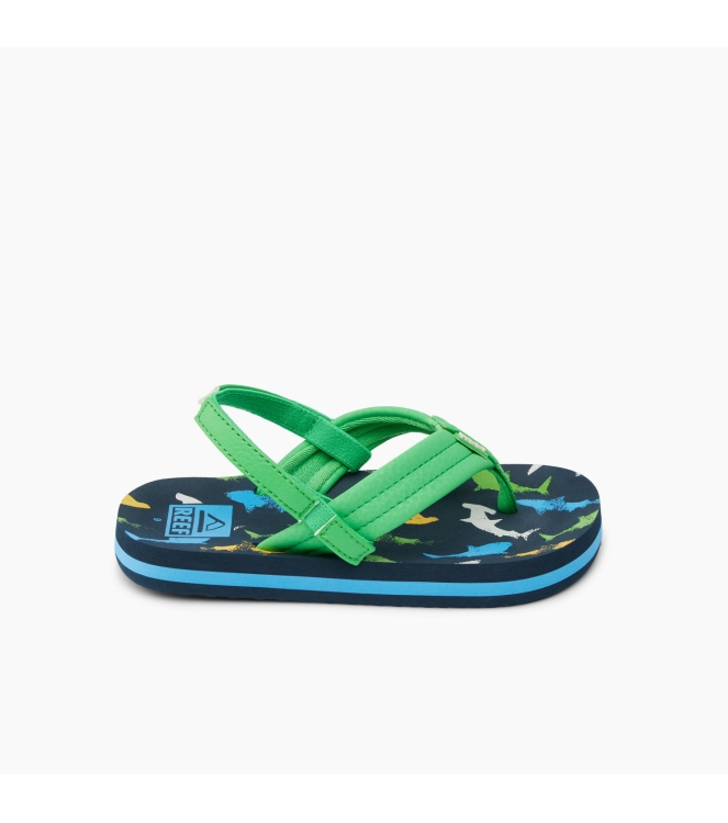 Reef Reef Little Ahi teenslipper multi shark CJ6624 Multi Shark Reef slippers CJ6624 blauw bij Leerentveldvrijetijd.nl