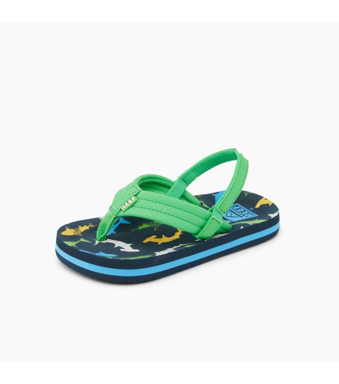 Reef Reef Little Ahi teenslipper multi shark CJ6624 Multi Shark Reef slippers CJ6624 blauw bij Leerentveldvrijetijd.nl